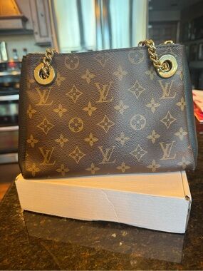 Louis Vuitton Monogram Canvas Shoulder Bag with Gold Hardware - Brown
